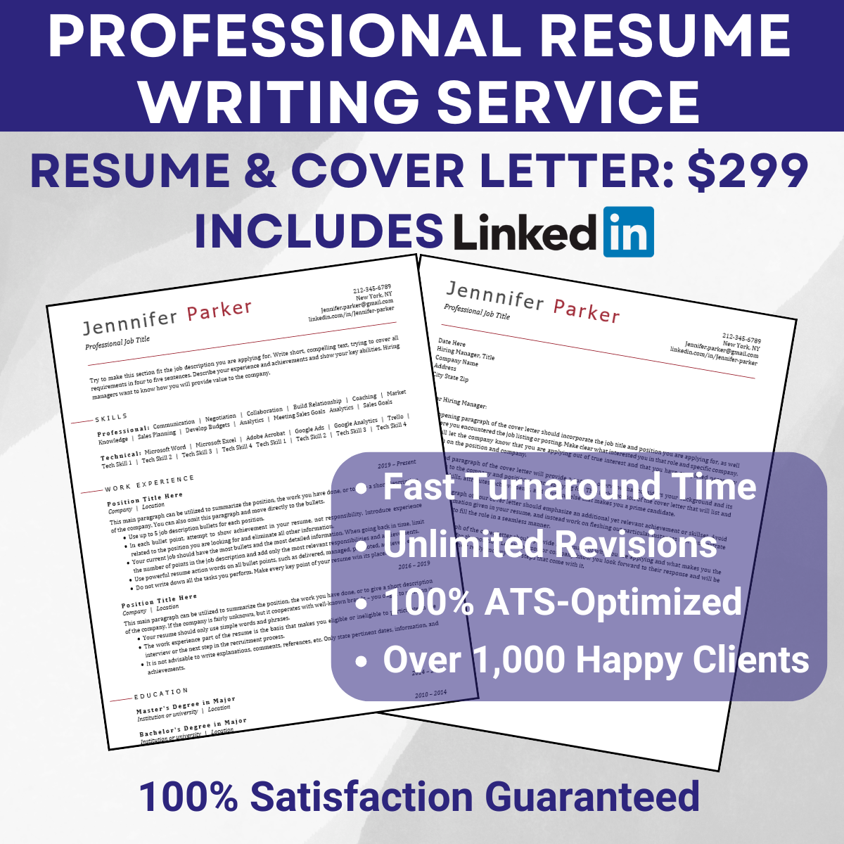 complete resume package including LinkedIn